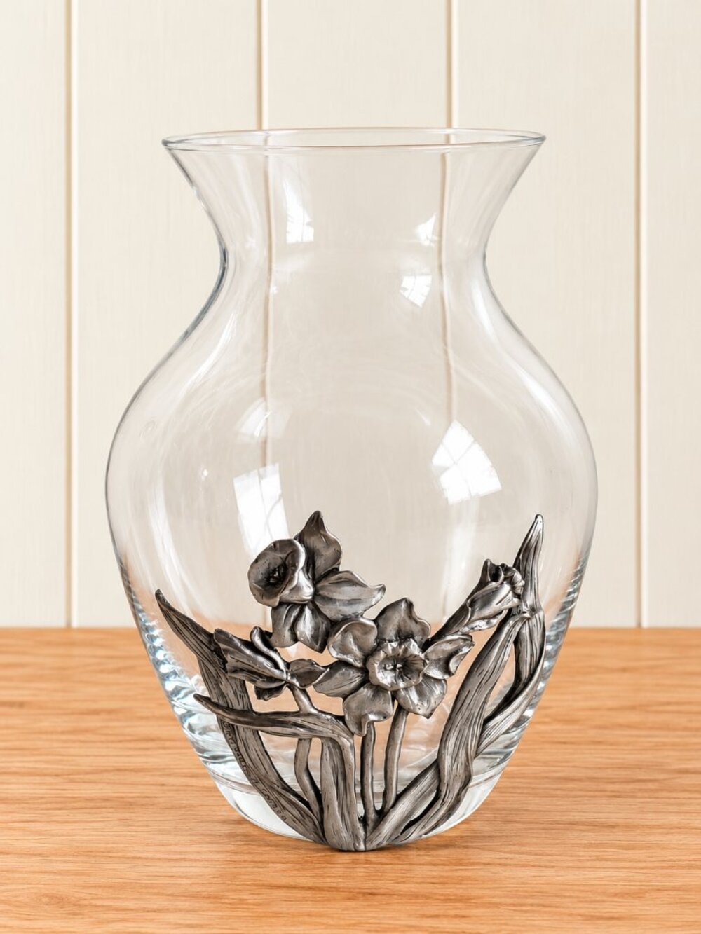 Seagull Pewter Daffodil Glass Vase Nova Scotia Canada Floral Cottagecore 1992
